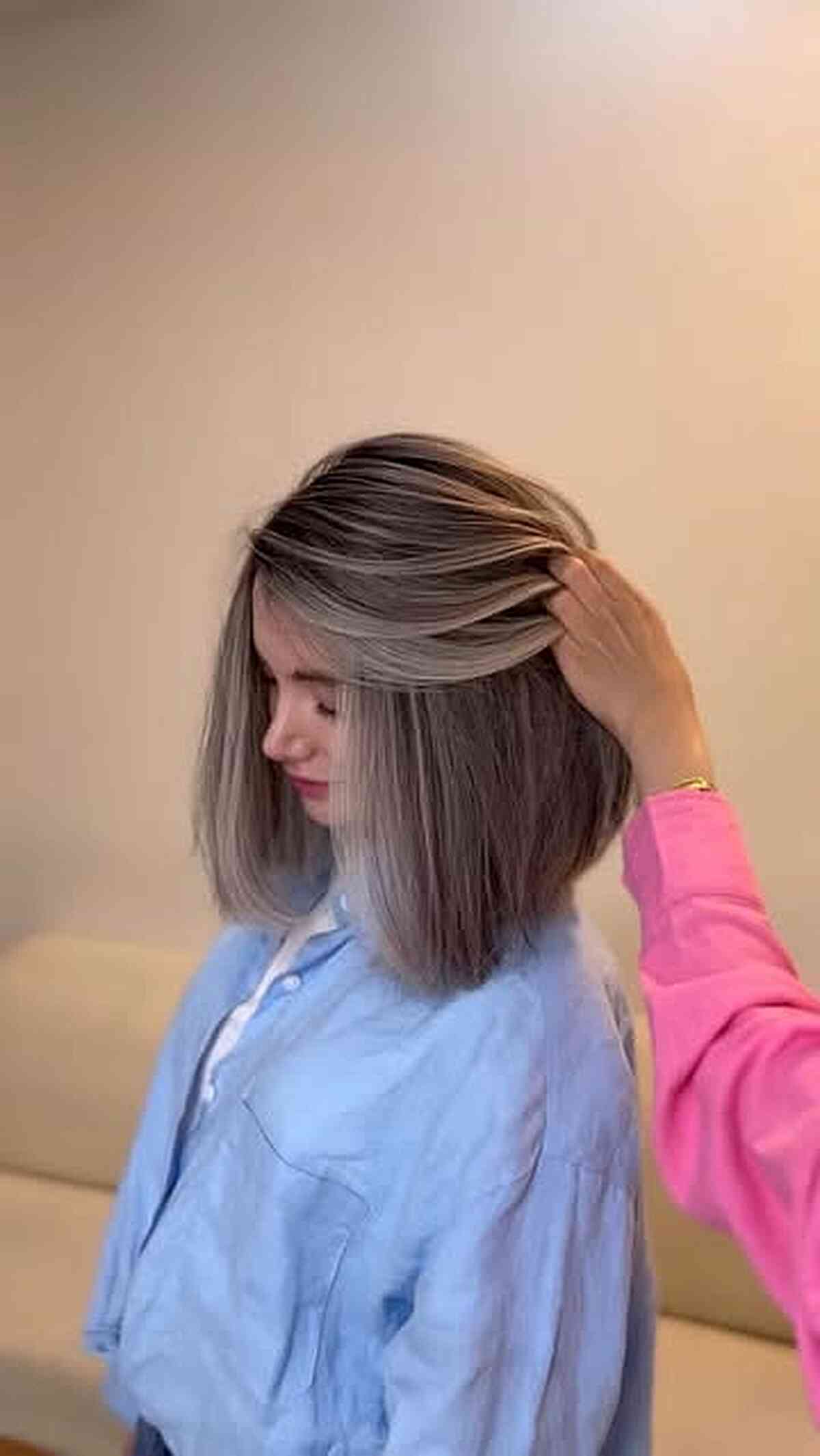 Sleek Ash Blonde Bob with Subtle Layers