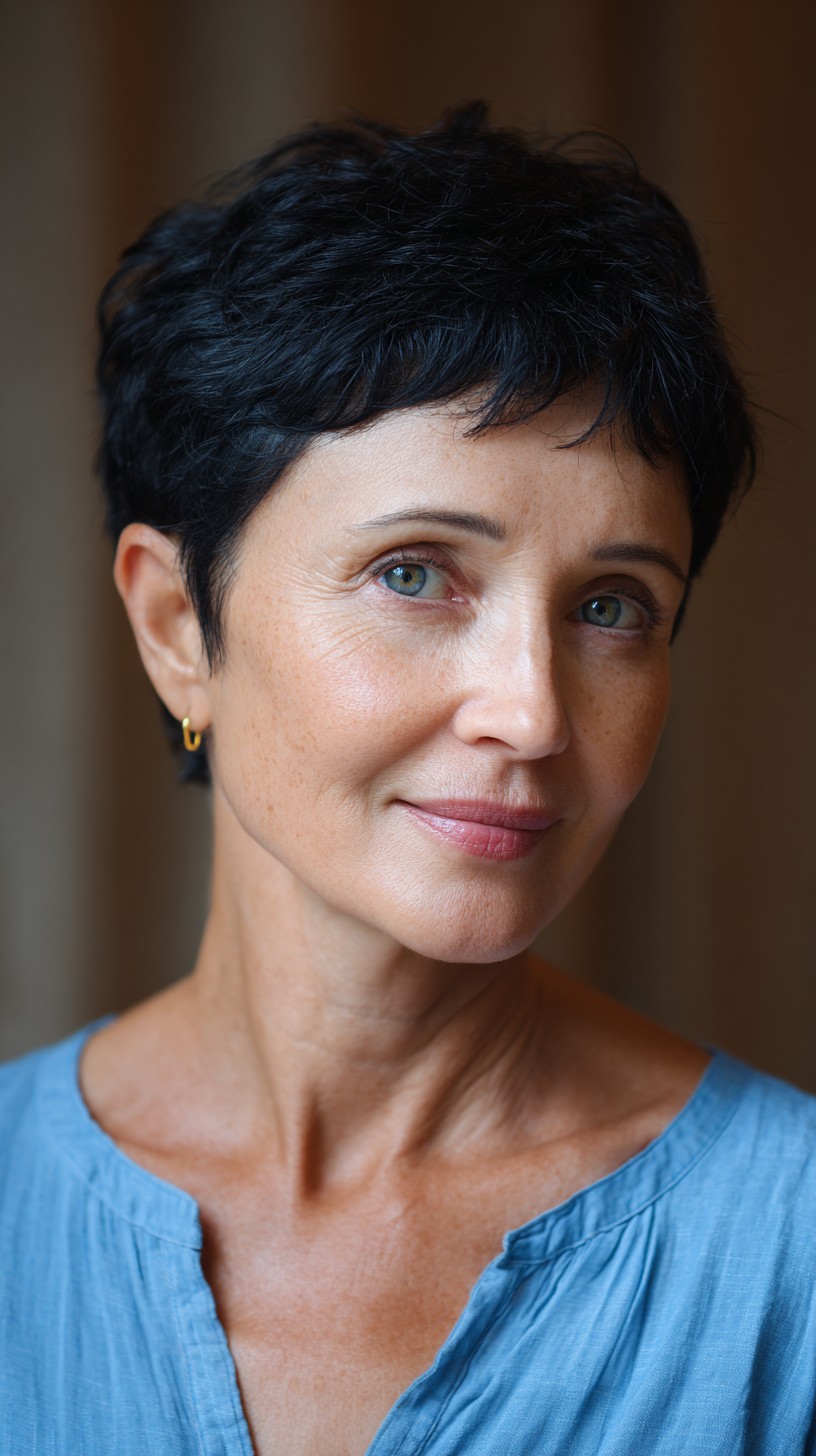 Sleek Charcoal Curved Crop for Mature Women