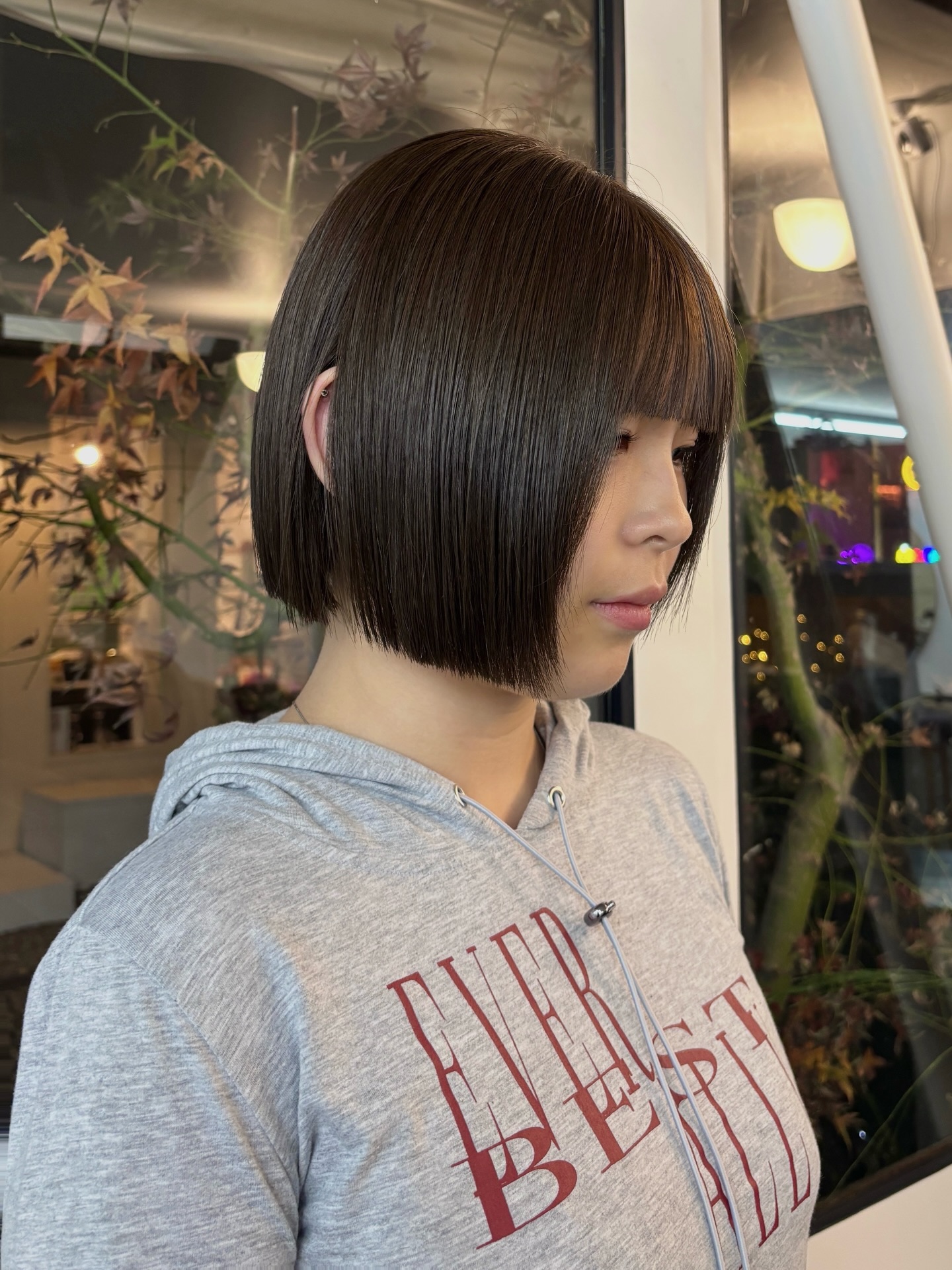 Sleek Espresso Bob with Precision Fringe