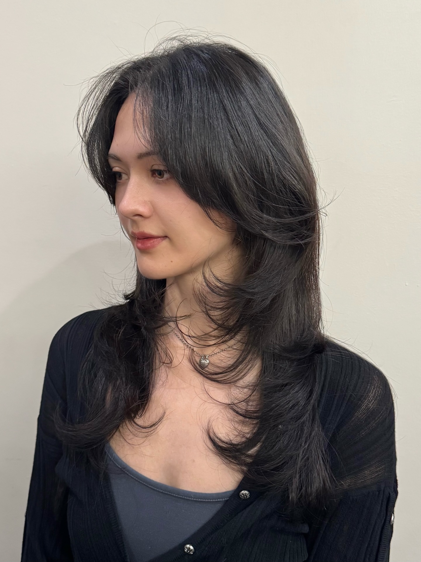 Sleek Mid-Length Layered Cut for Fine Hair