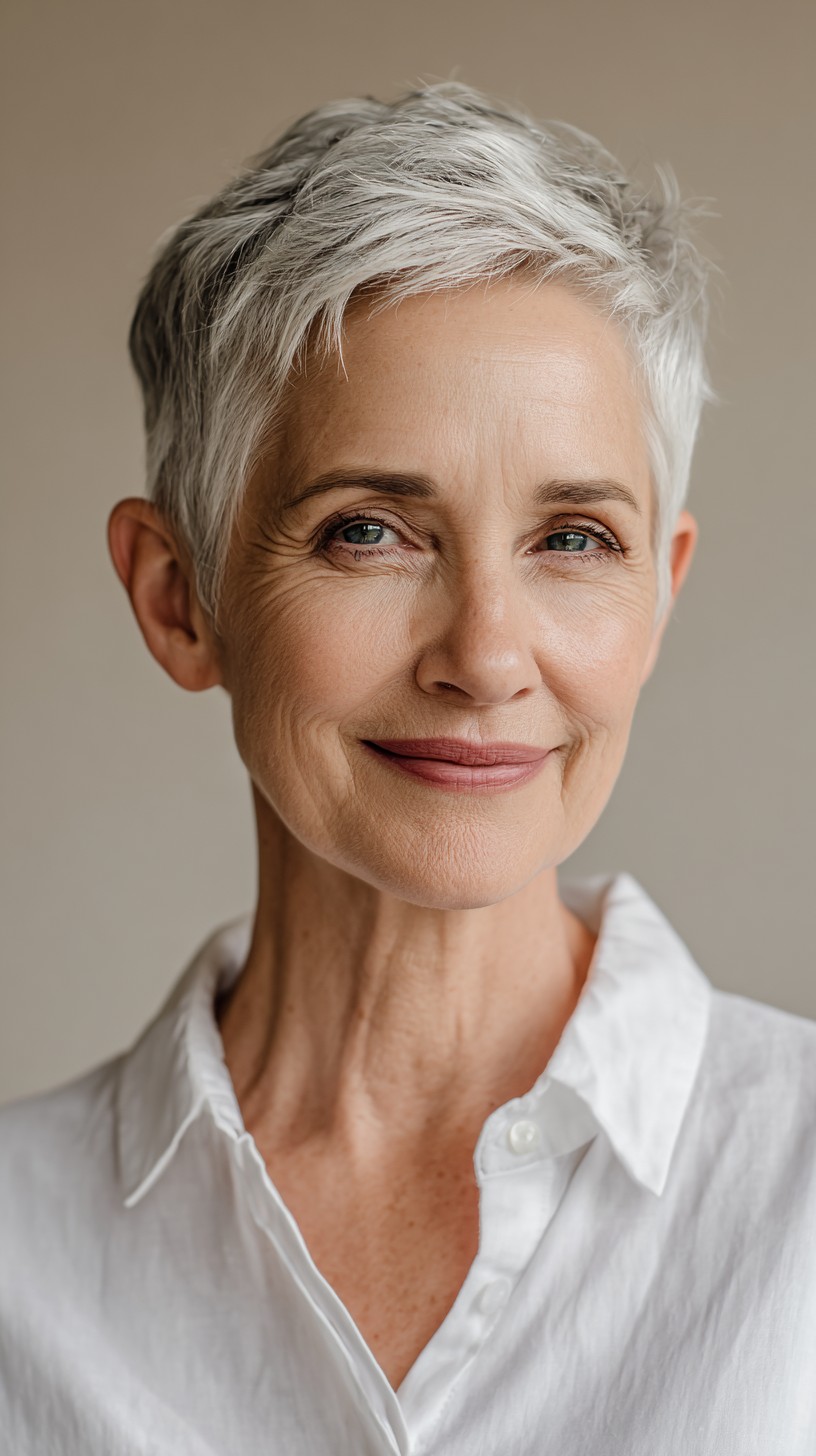 Sleek Silver Textured Crop for Women Over 55