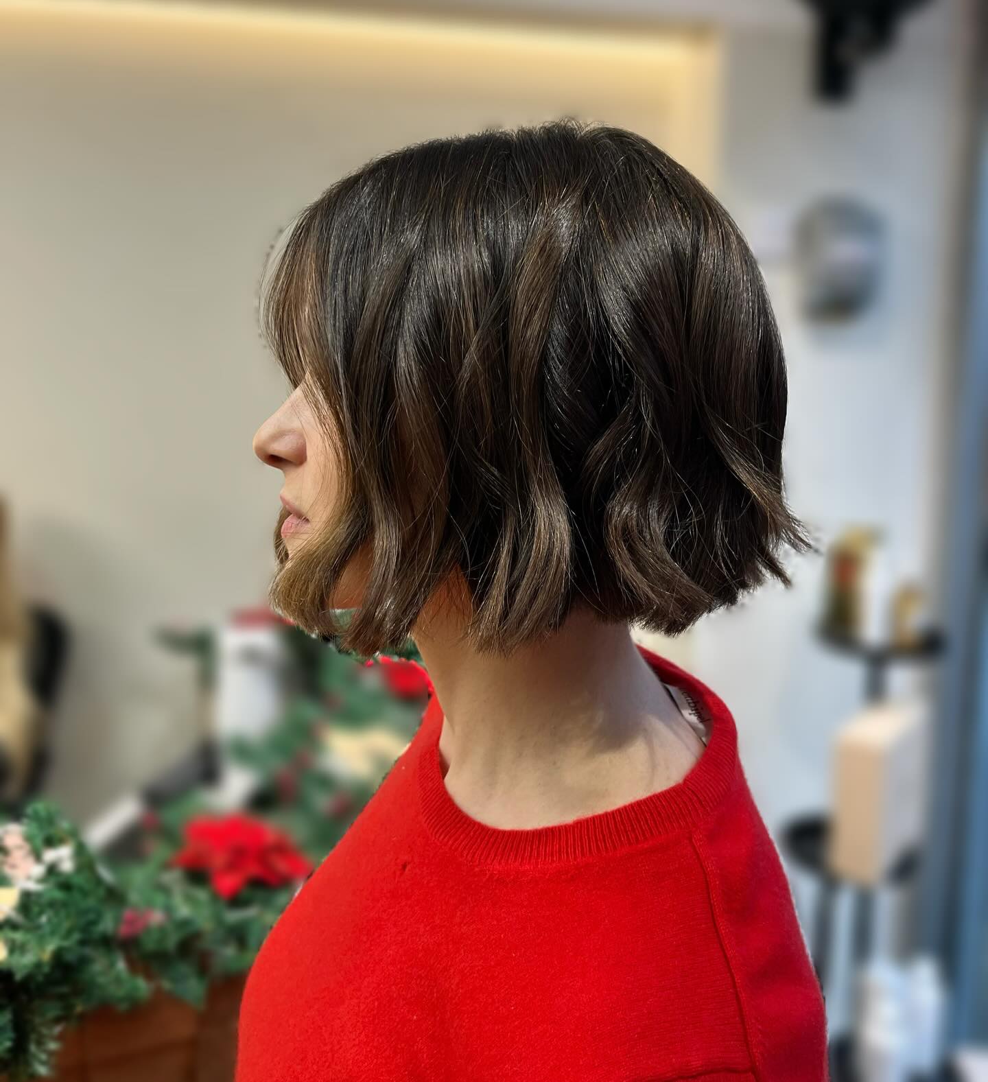 Textured Chocolate Bob with Soft Waves