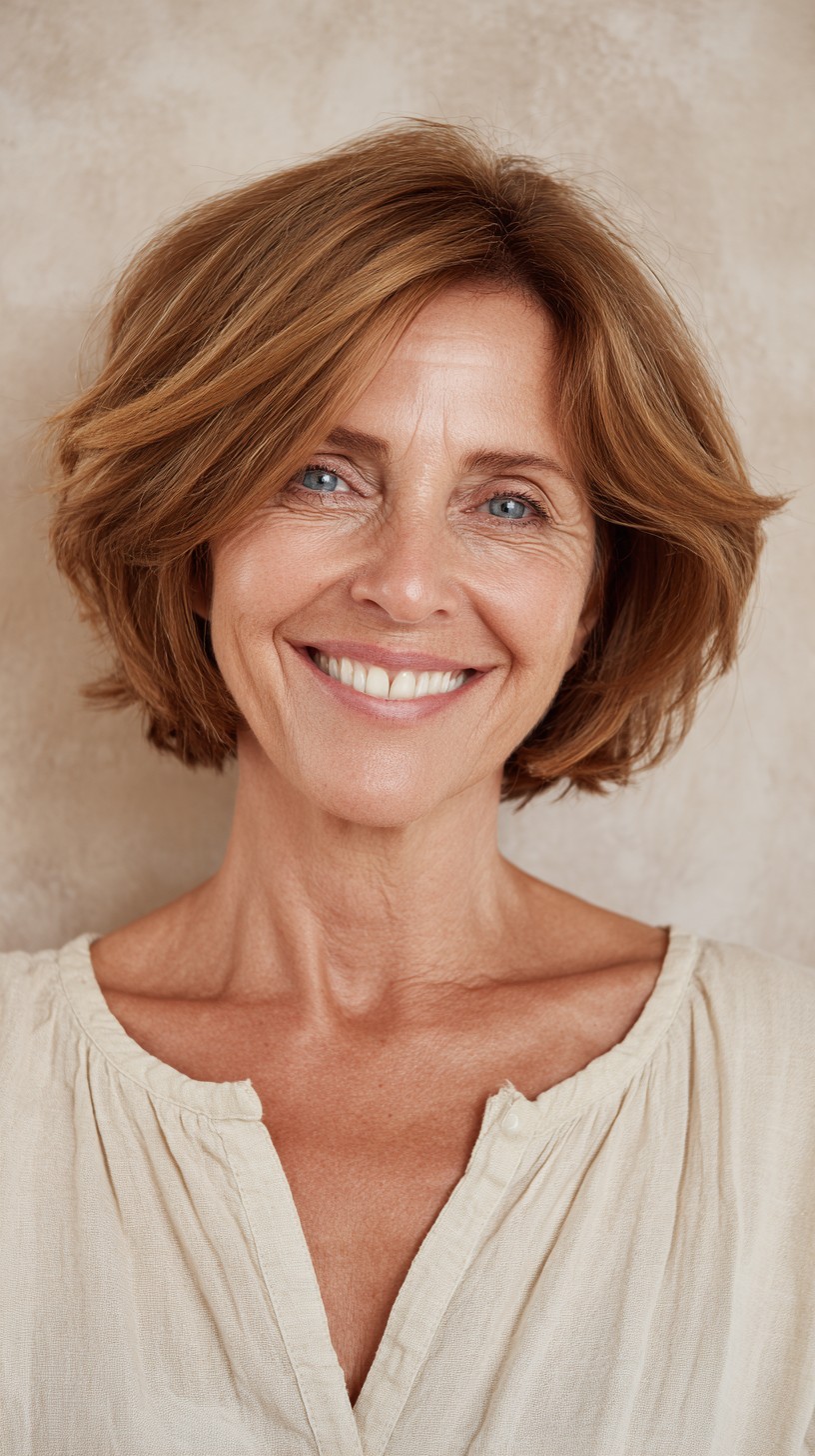 Vibrant Cinnamon Swirl Bob with Gentle Waves