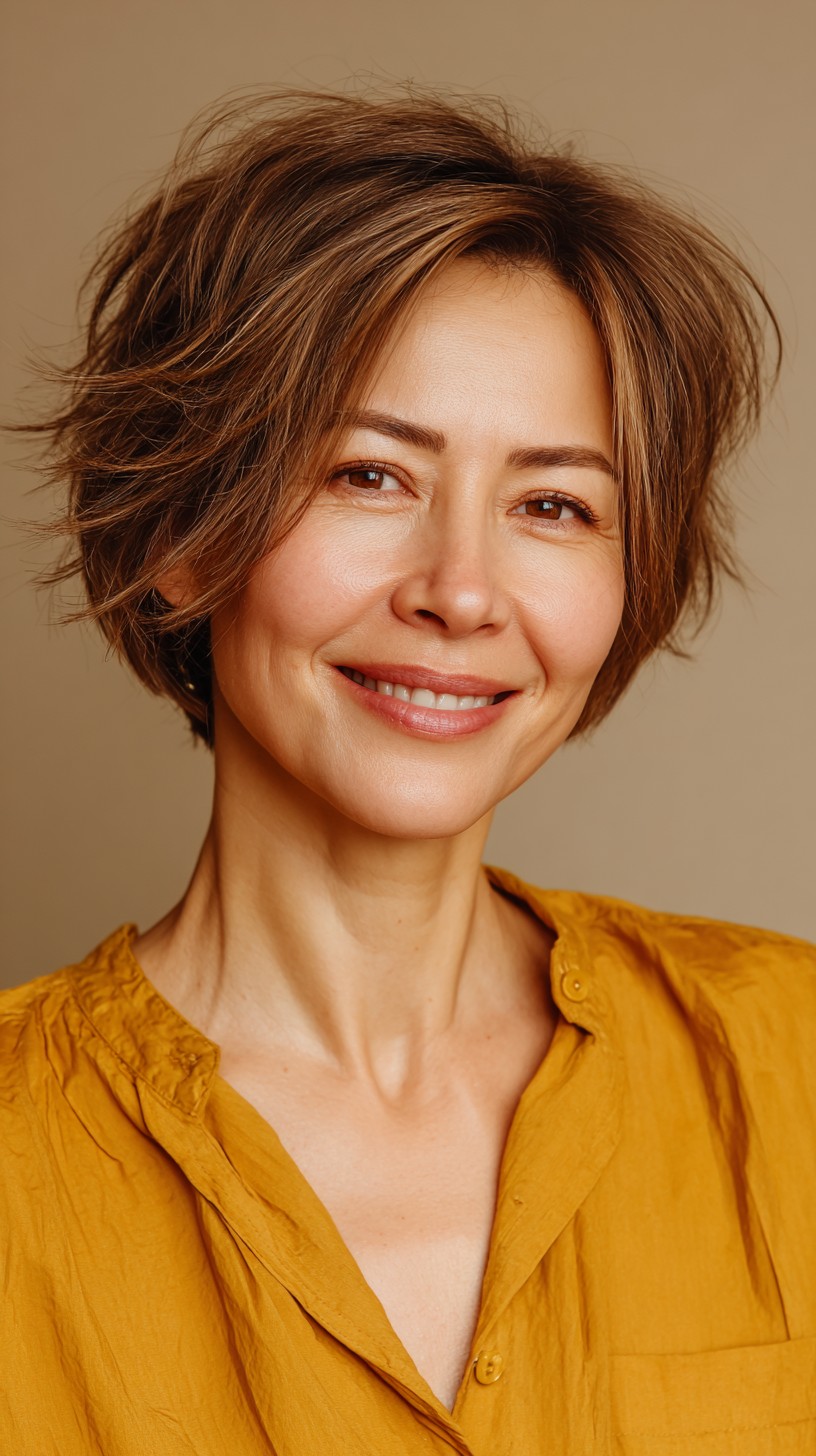 Voluminous Chestnut Windswept Pixie