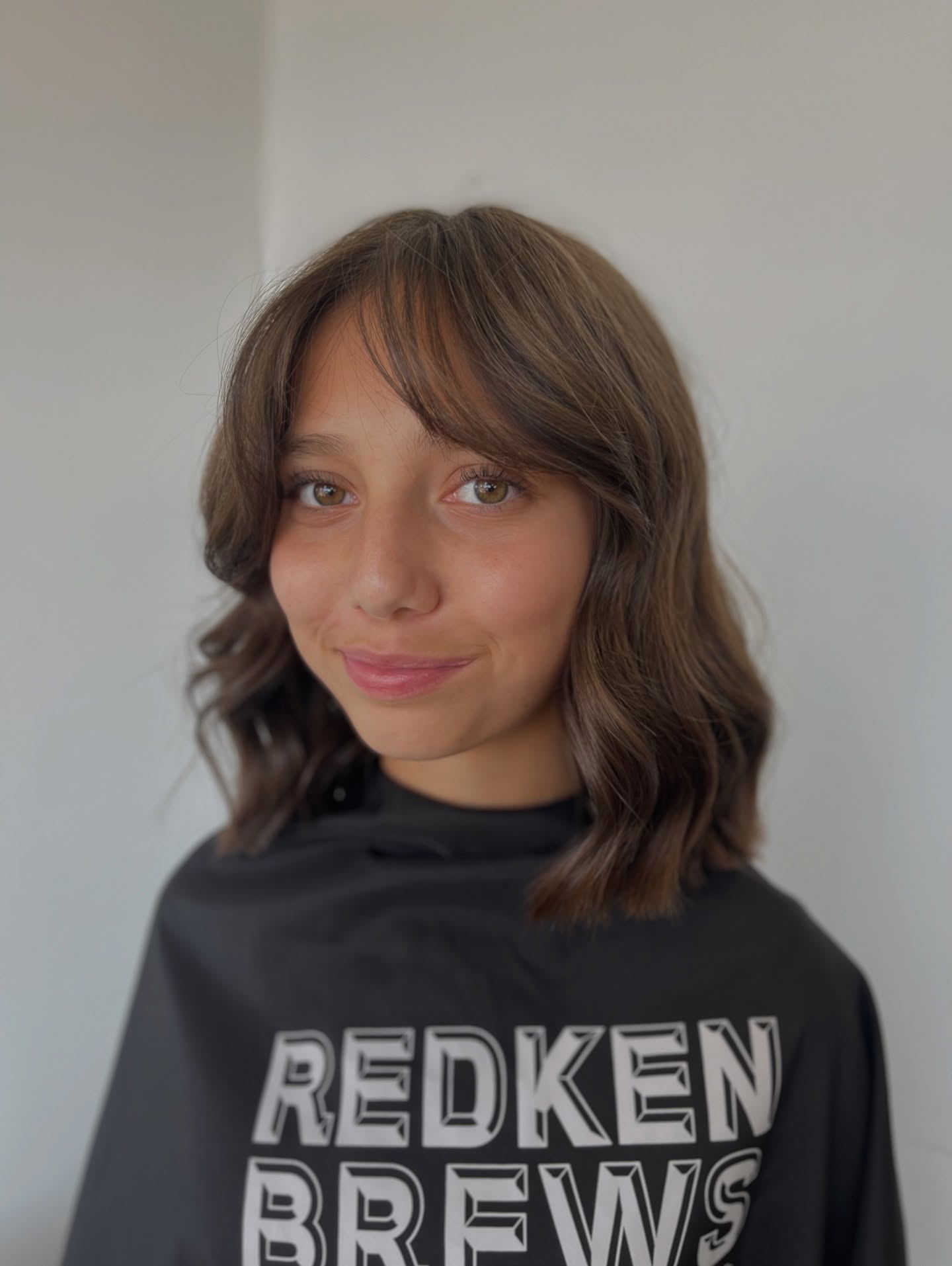 Brunette Lob with Soft Fringe and Layered Waves