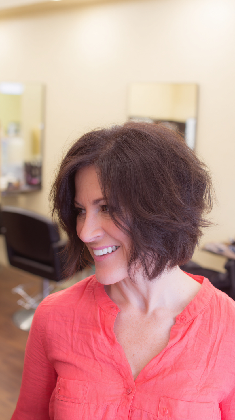 Elegant Chocolate Bob with Voluminous Curls