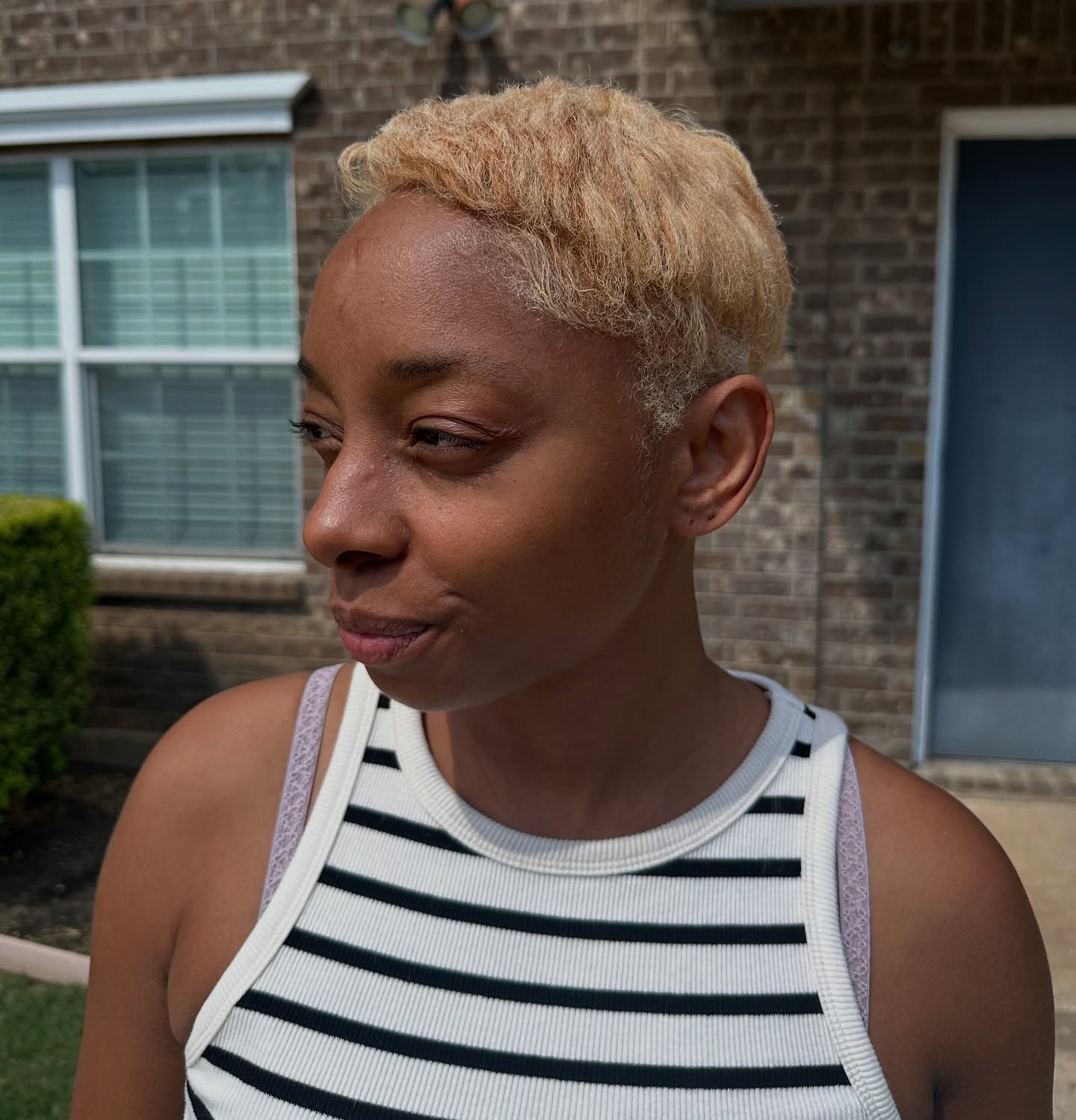 Golden-Blonde Tapered Pixie with Natural Texture