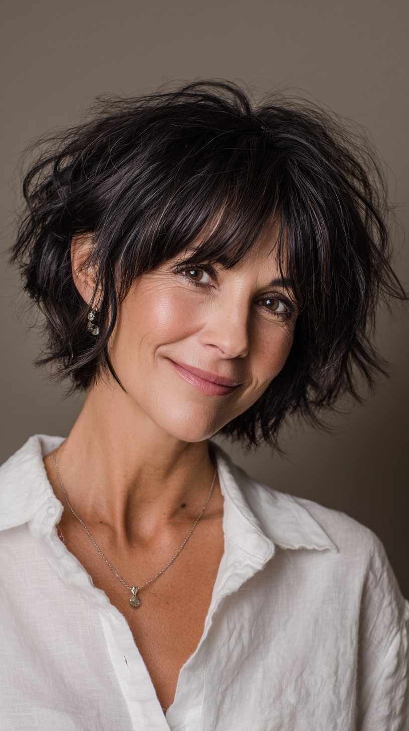 Playful Brunette Chop with Textured Layers
