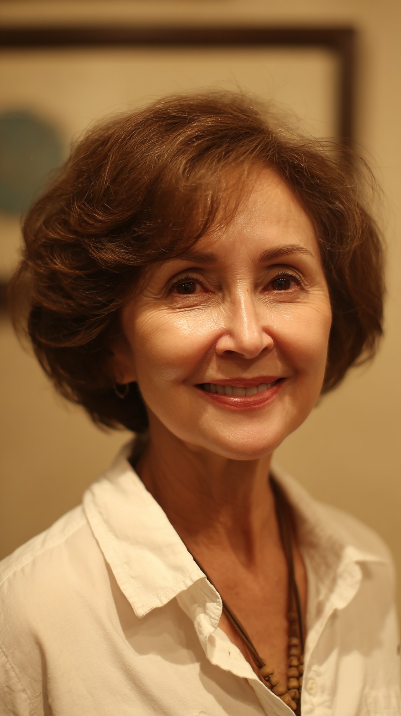 Rich Chestnut Voluminous Curls for Women Over 60