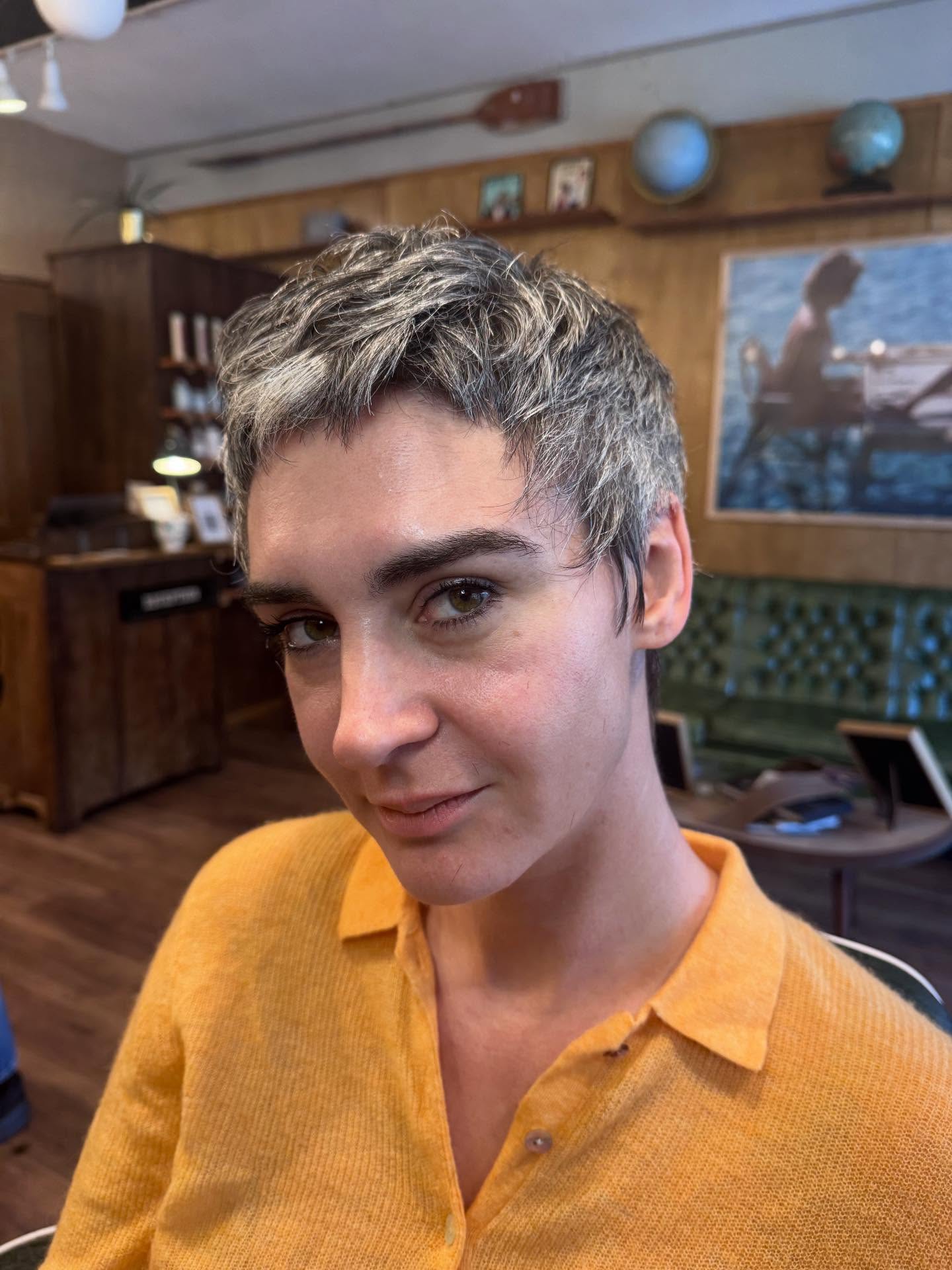 Silver-Blonde Cropped Pixie with Textured Waves