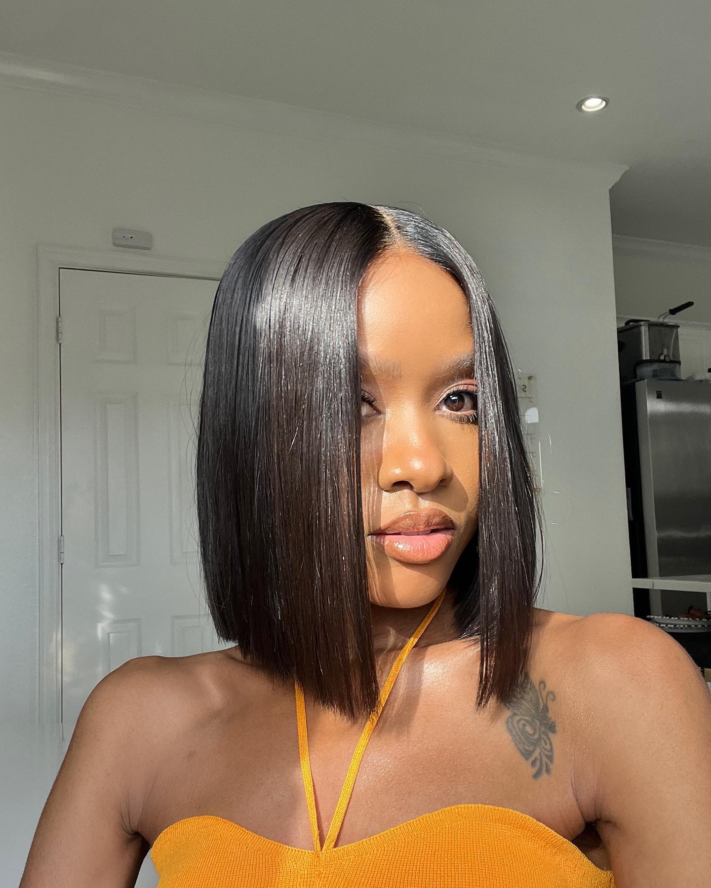 Sleek Blunt Bob with High Gloss Finish