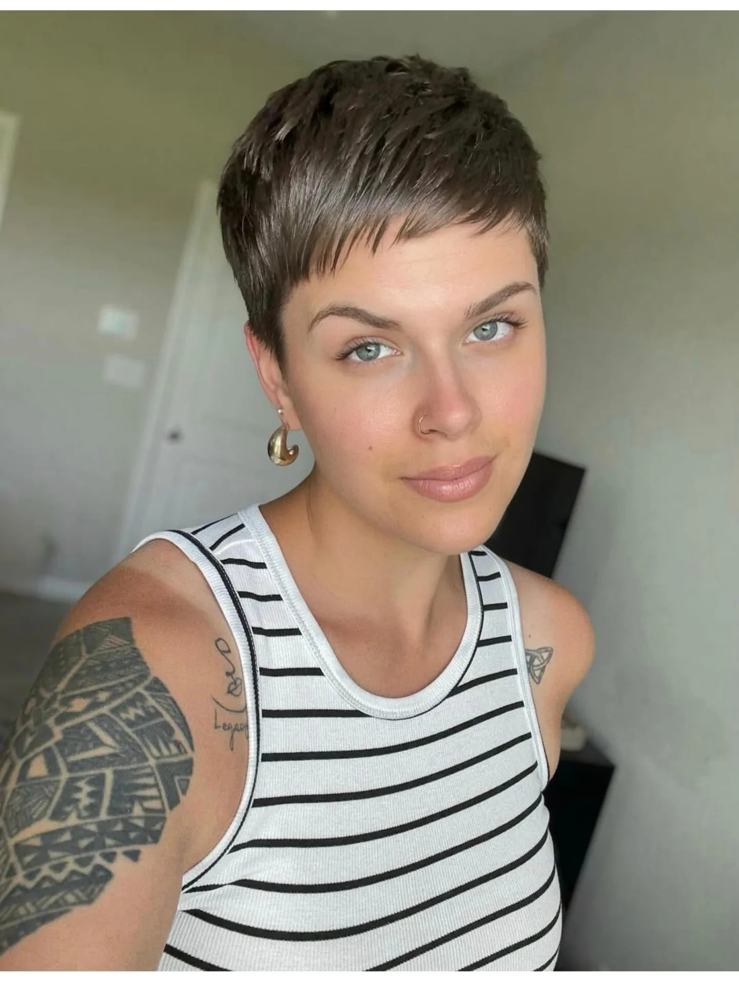 Sleek Espresso Toned Pixie with Clean Side Part