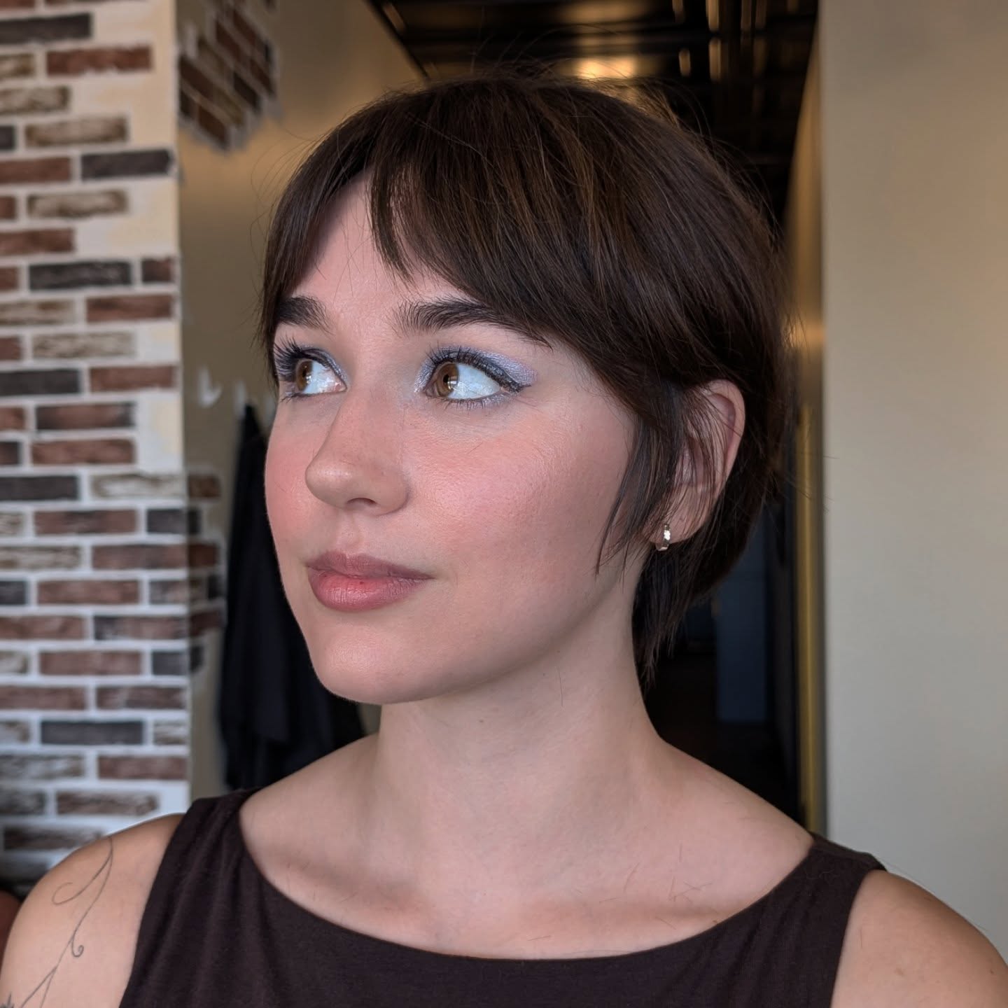 Soft Brunette Bixie with Wispy Bangs