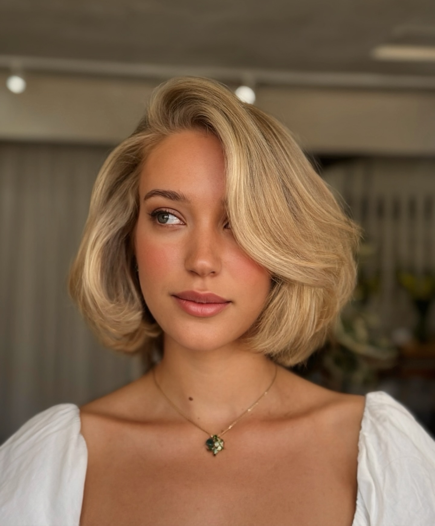 Soft Golden Blonde A-Line Bob with Natural Flow