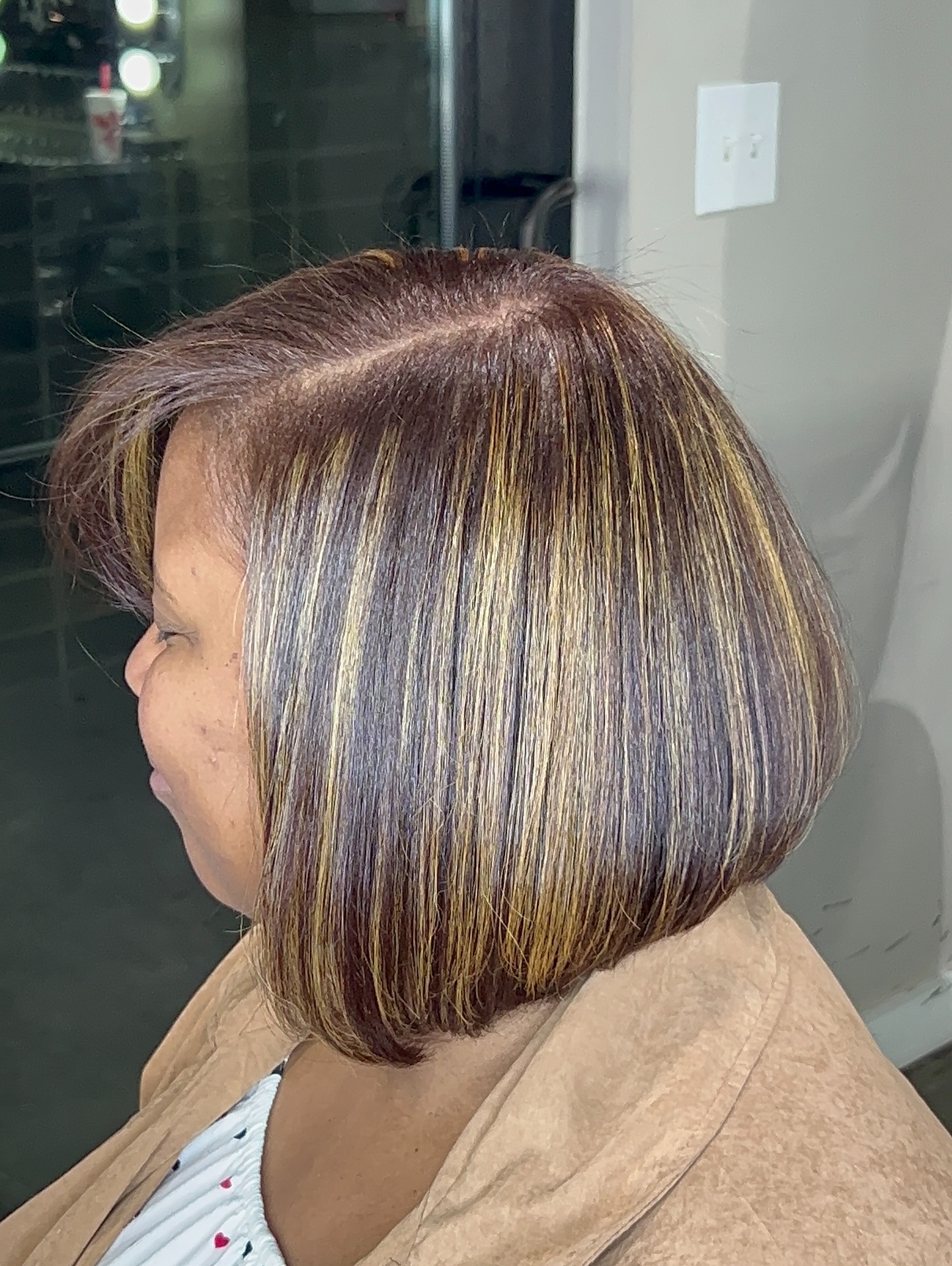 Stylish Angled Bob with Subtle Highlights