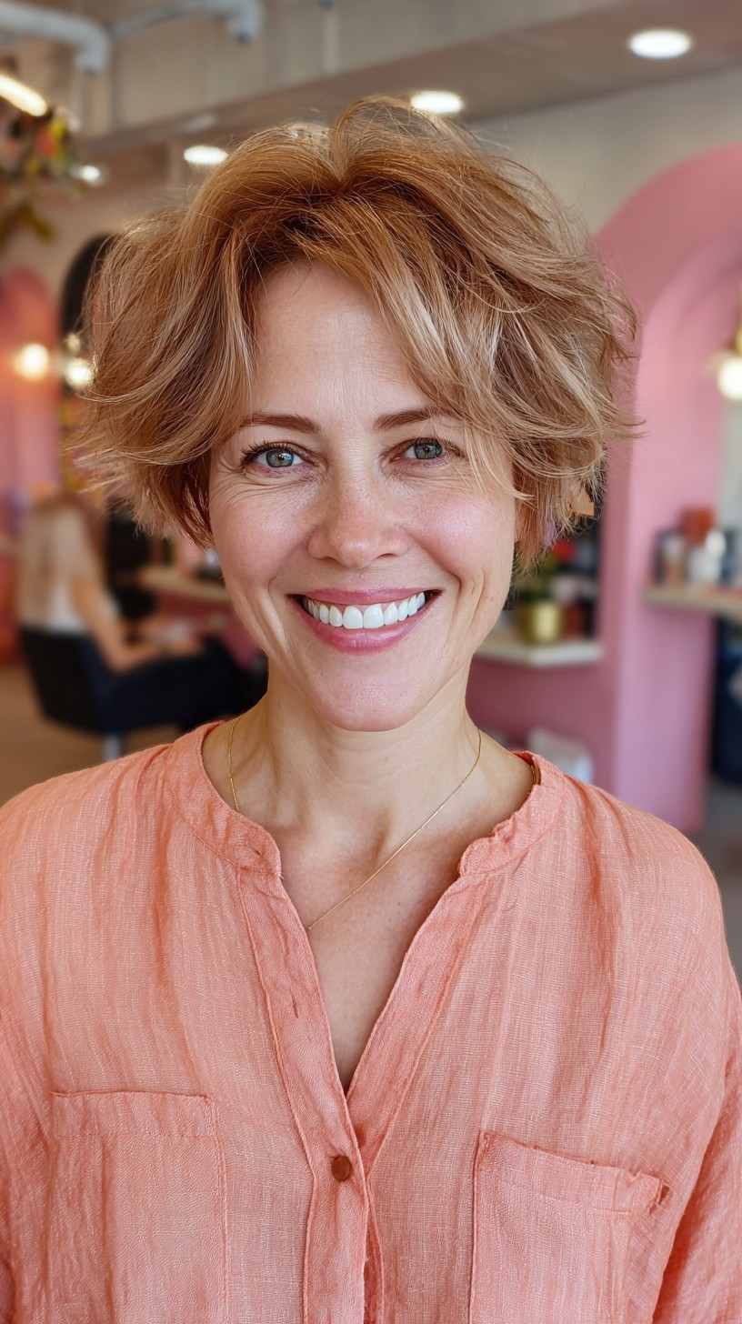 Sun-Kissed Copper Bob with Soft Curves