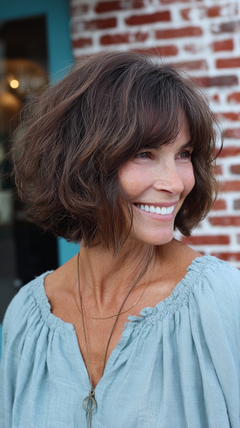 Breezy Brunette Bob with Dynamic Waves