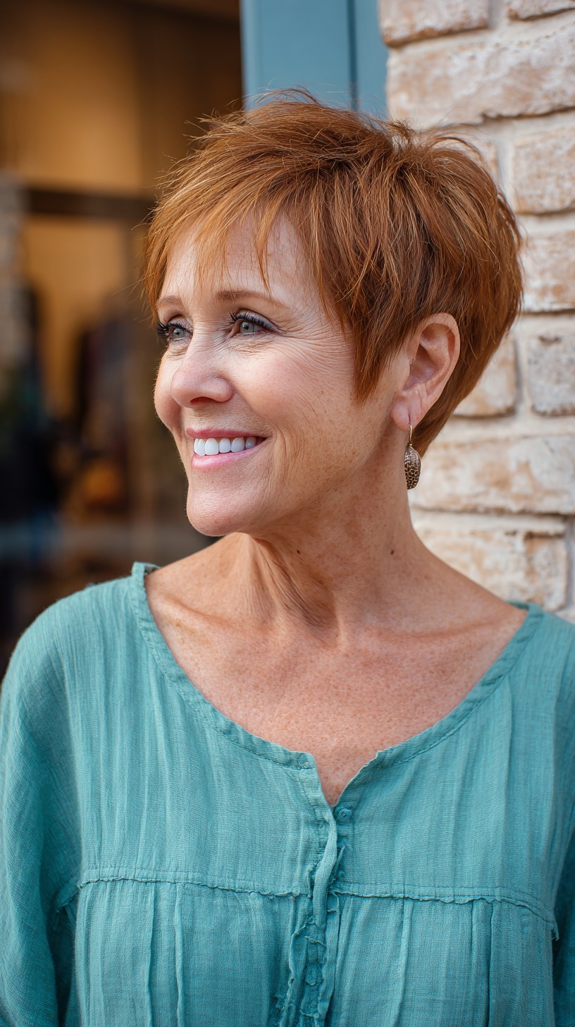 Copper Toned Textured Razor Cut Pixie