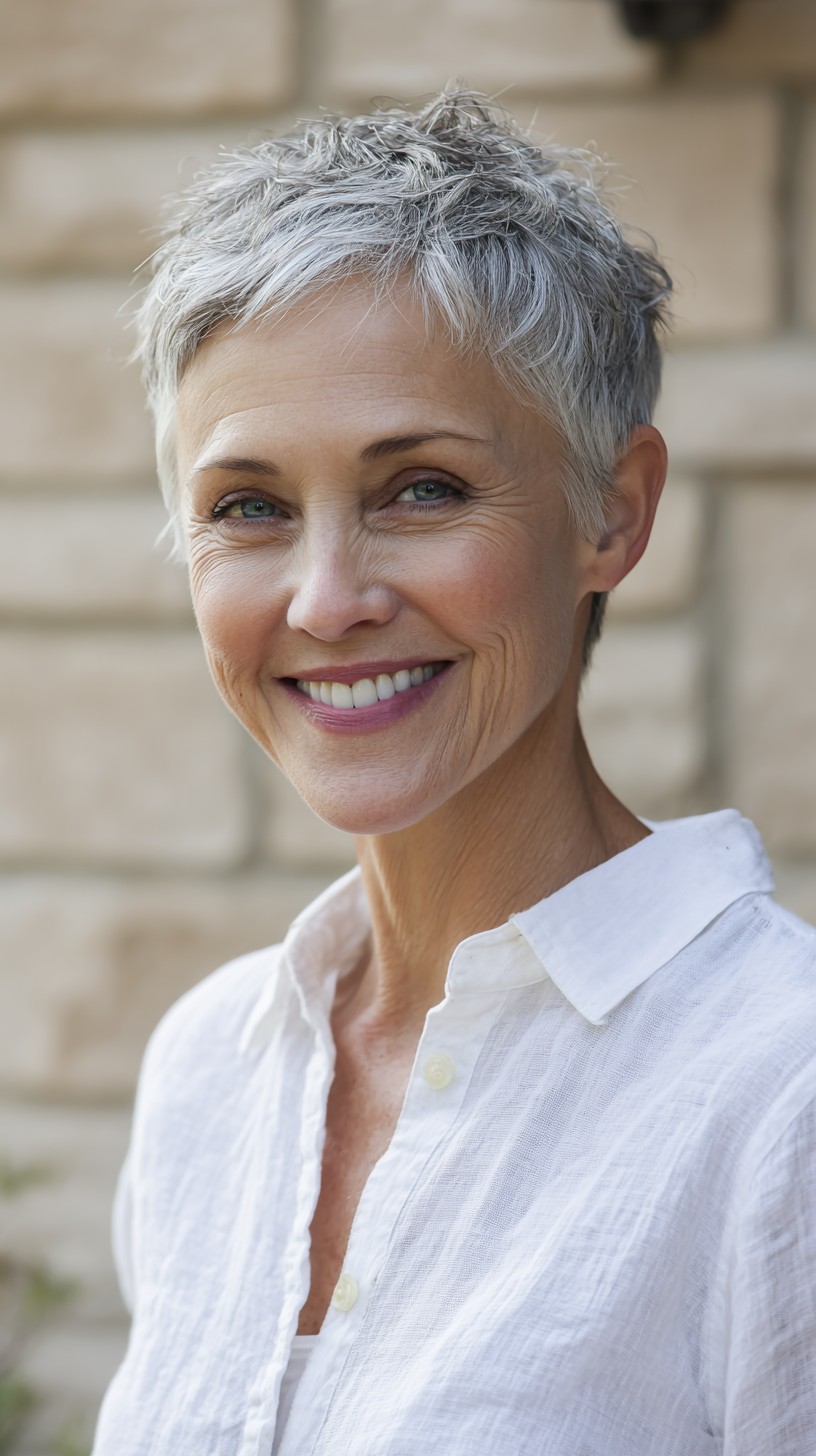 Effortlessly Chic Salt-and-Pepper Pixie