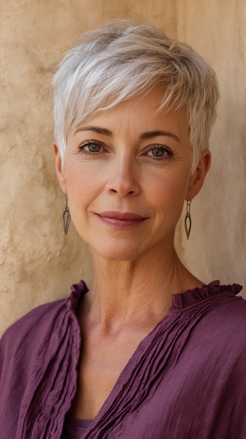 Elegant Silver Tapered Pixie for Refined Style