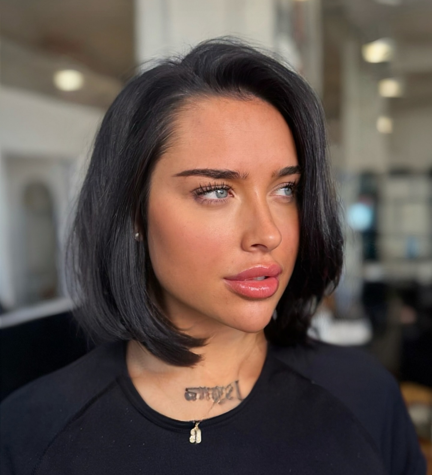 Glossy Midnight Bob with Precision Edging