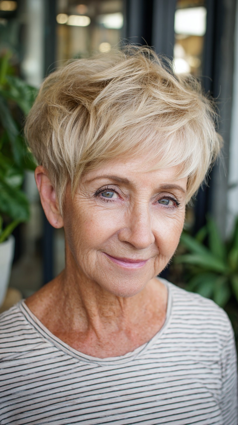 Golden Blonde Tousled Pixie with Soft Layers