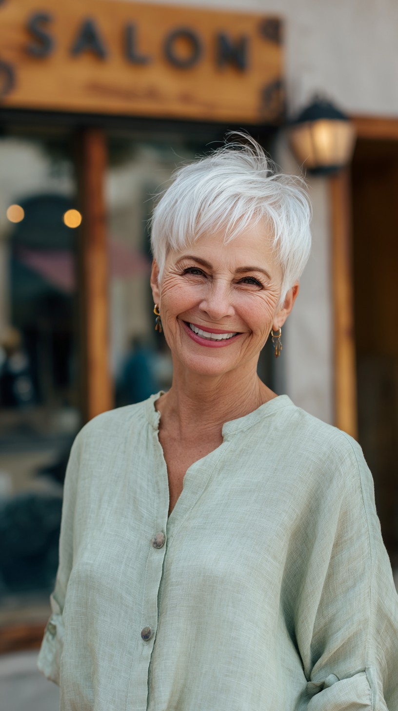 Ivory Pixie with Textured Wispy Bangs