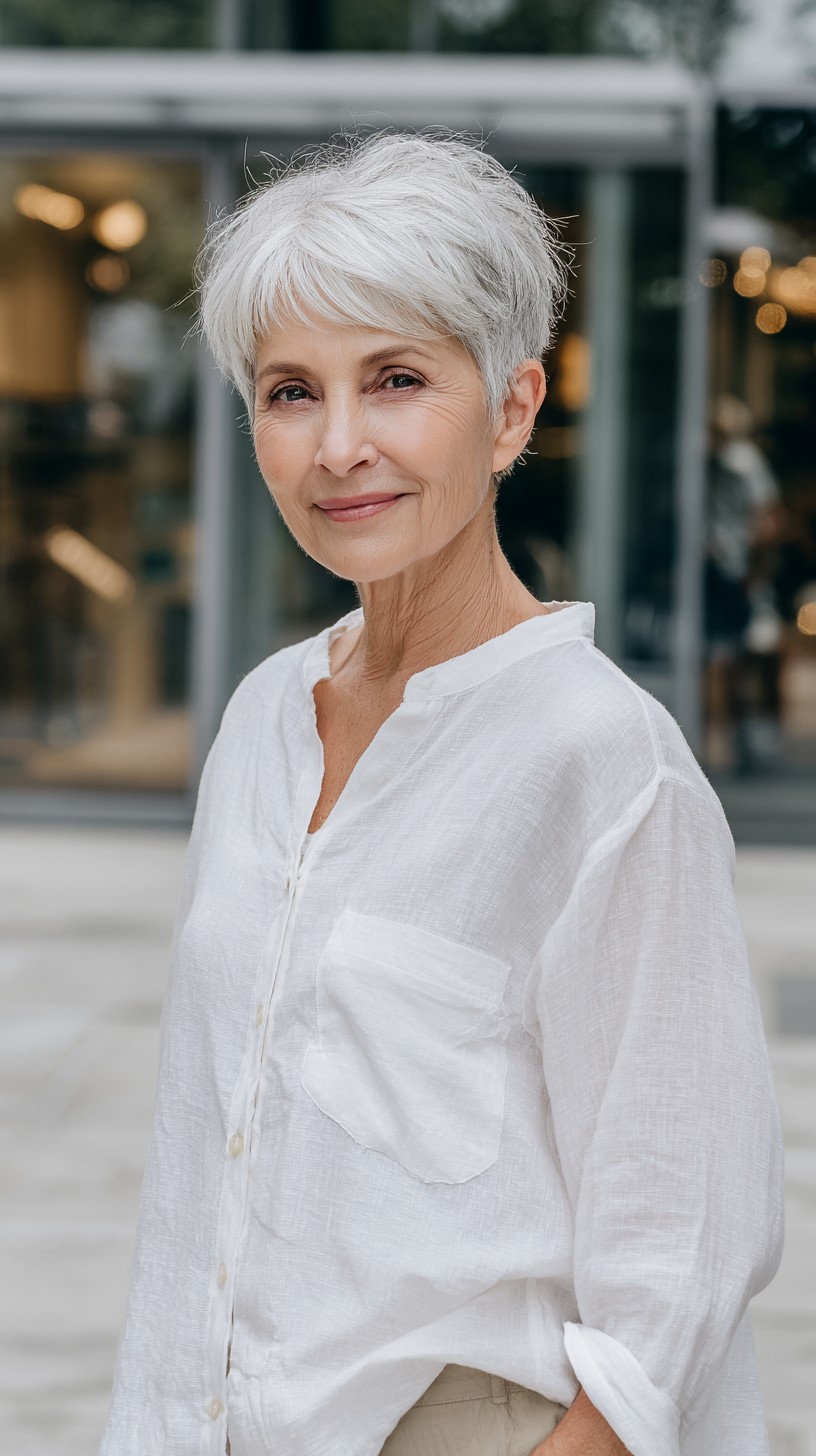 Light Silver Pixie with Soft Texture and Volume