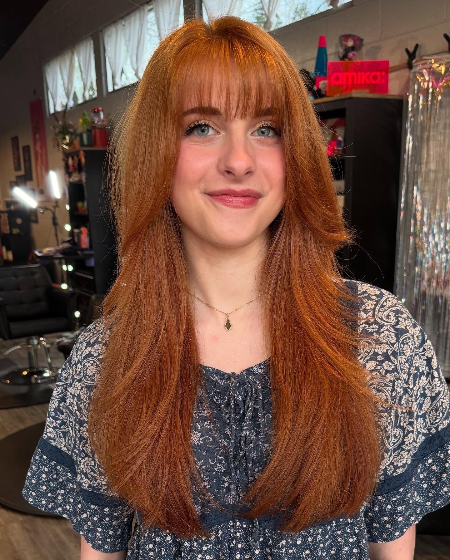Lustrous Copper Straight Cut with Wispy Bangs