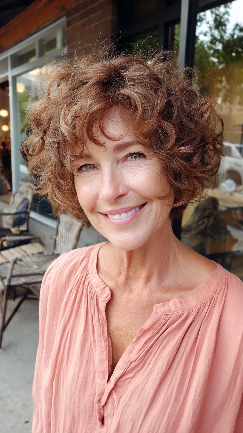 Natural Auburn Curly Bob with Soft Volumes