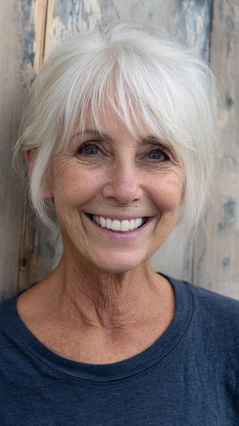 Platinum Textured Crop with Feathered Fringe