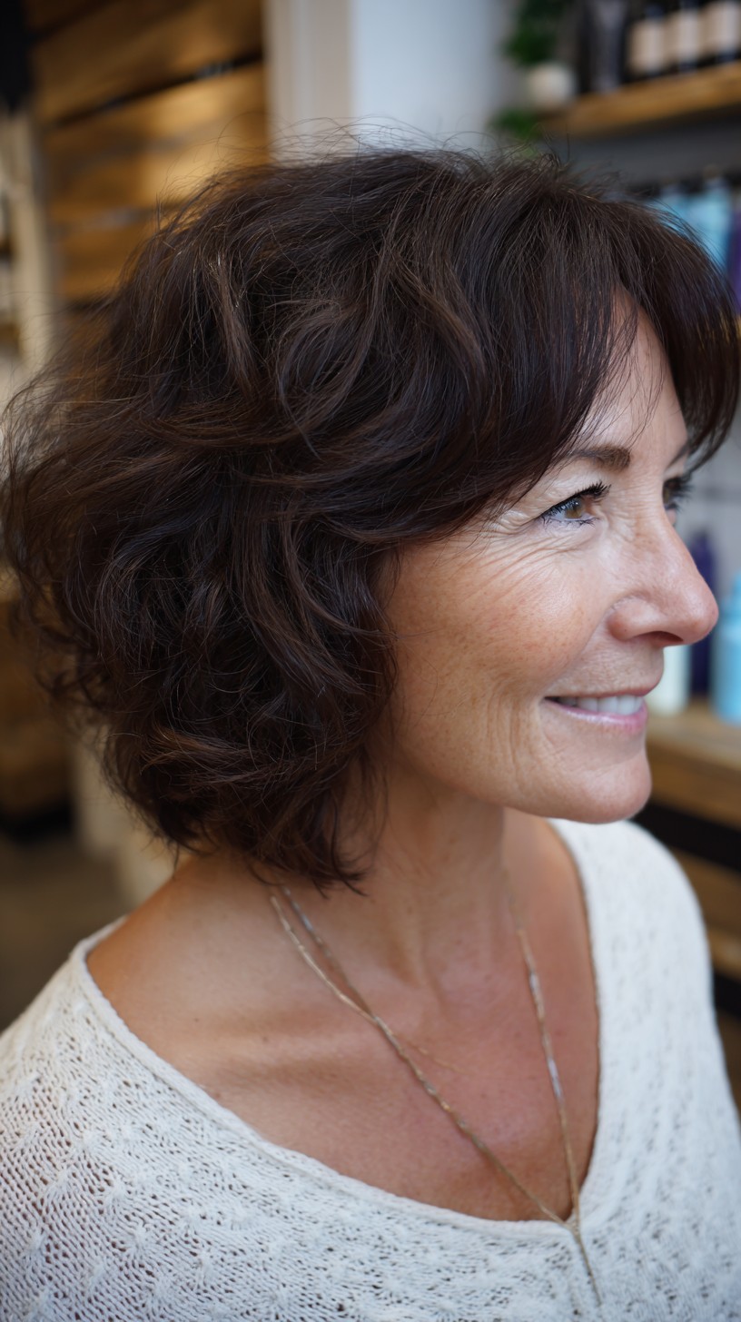 Rich Espresso Tousled Curly Bob