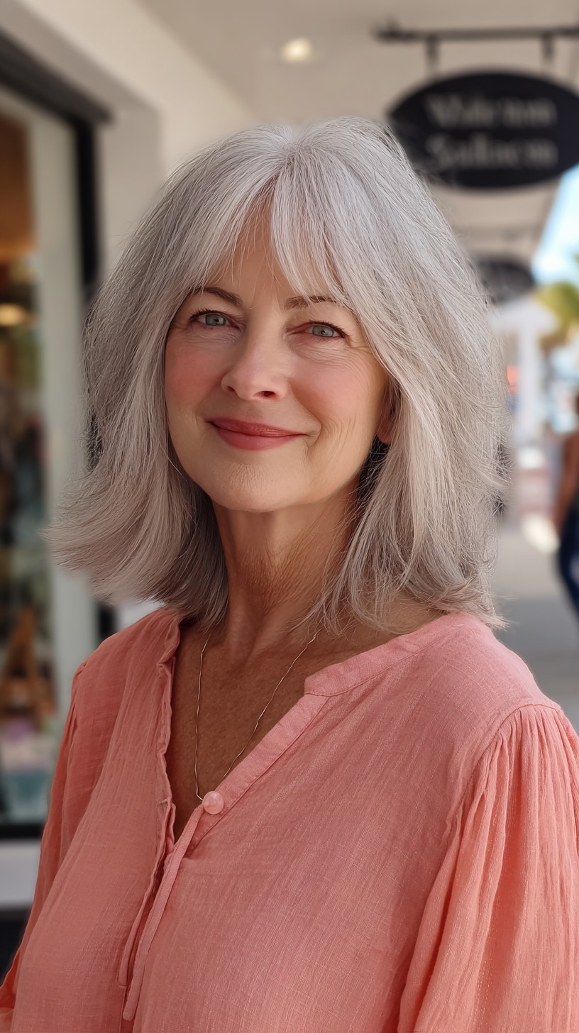 Silver Whisper Bob with Soft Curtain Bangs