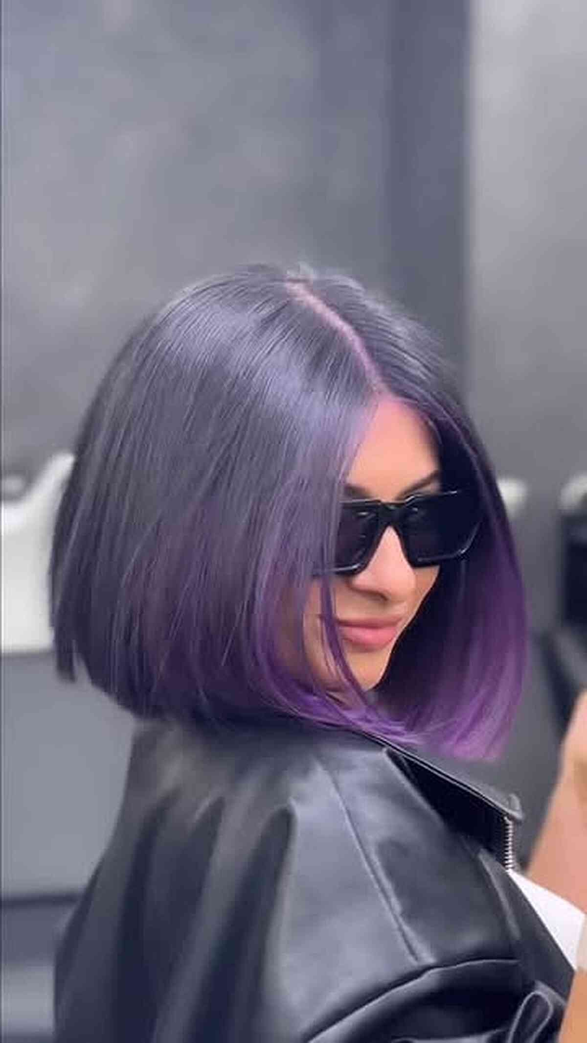 Trendy Smoky Purple Blunt Bob