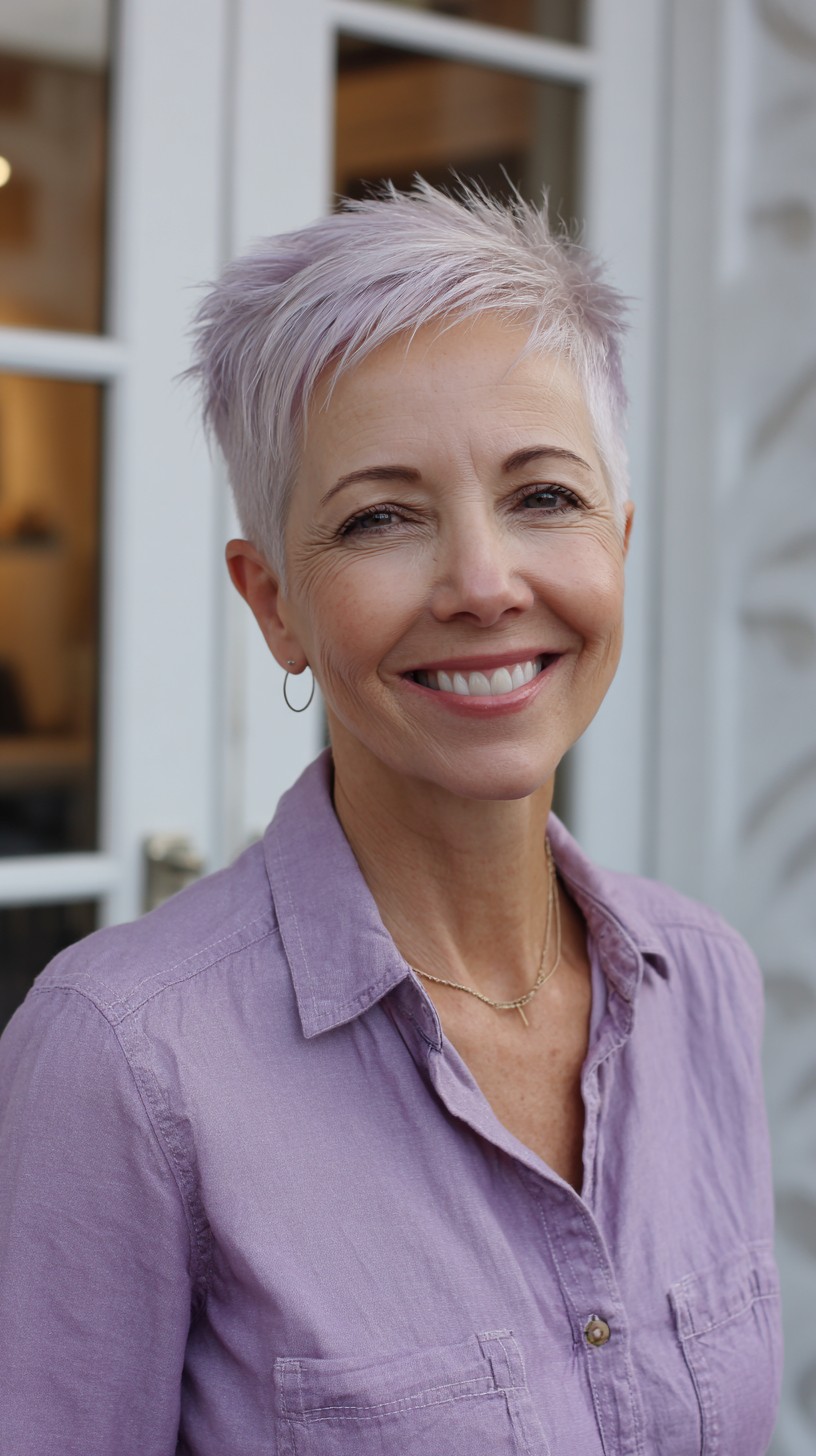 Soft Lavender Pixie with Precision Cutting