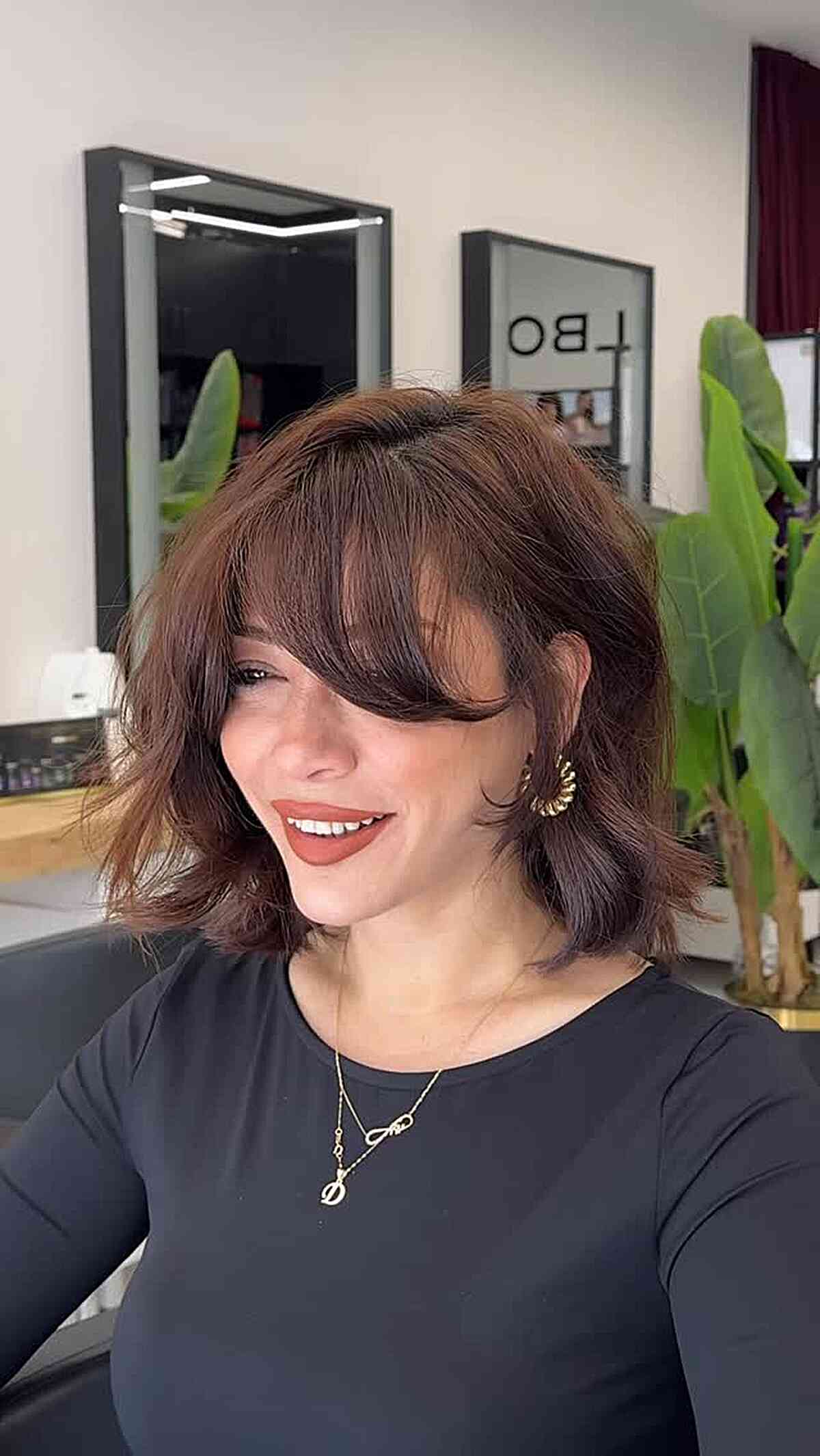 Soft Layered Bob with Curtain Bangs
