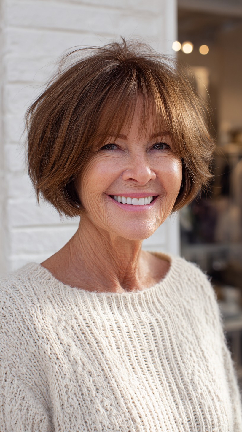 Vibrant Auburn Tousled Bob with Light Fringe