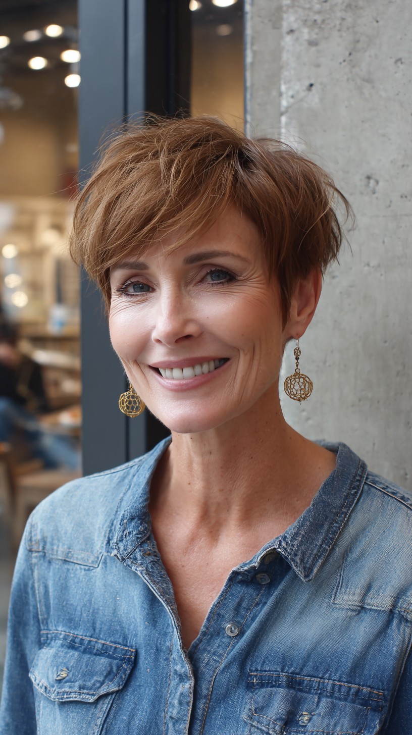 Vibrant Auburn Tousled Pixie Cut