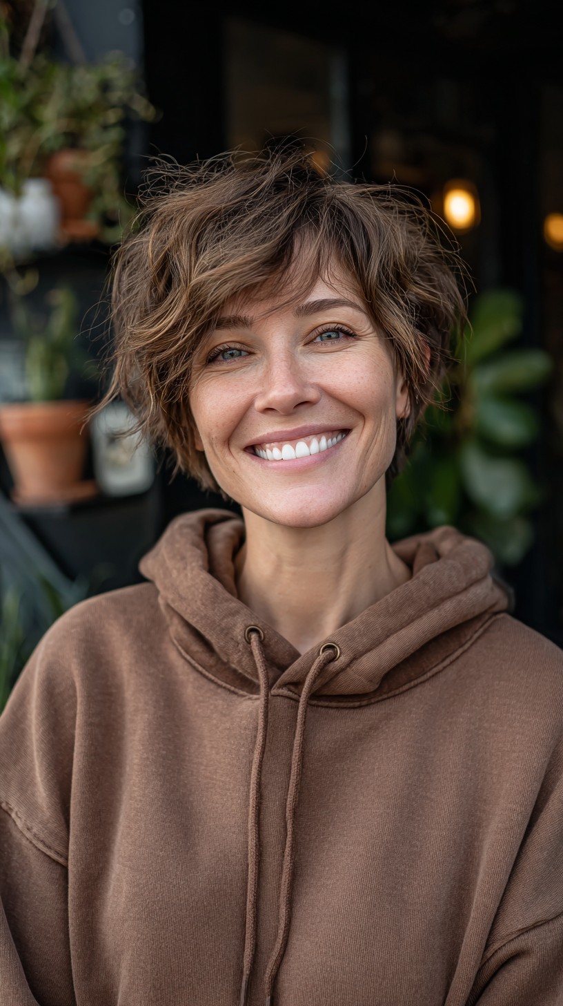 Artfully Tousled Chestnut Brown Shag for Women Over 40