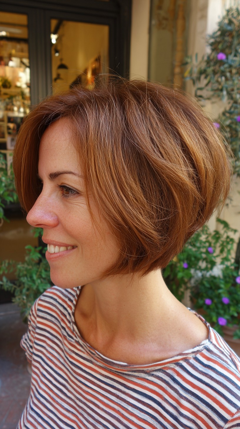 Auburn-Toned Dynamic Angled Bob