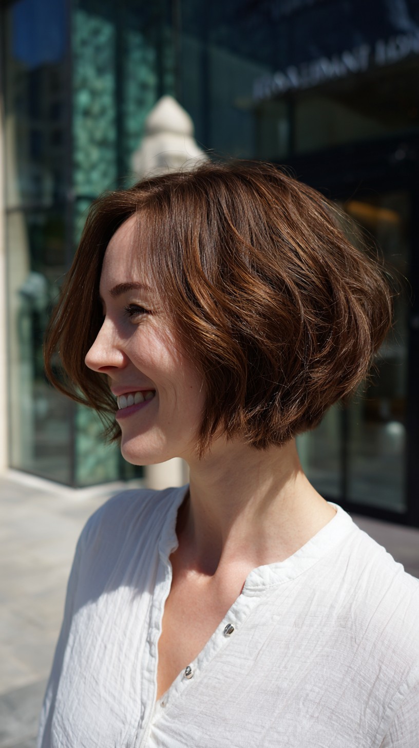 Bright Auburn Textured Bob with Volume