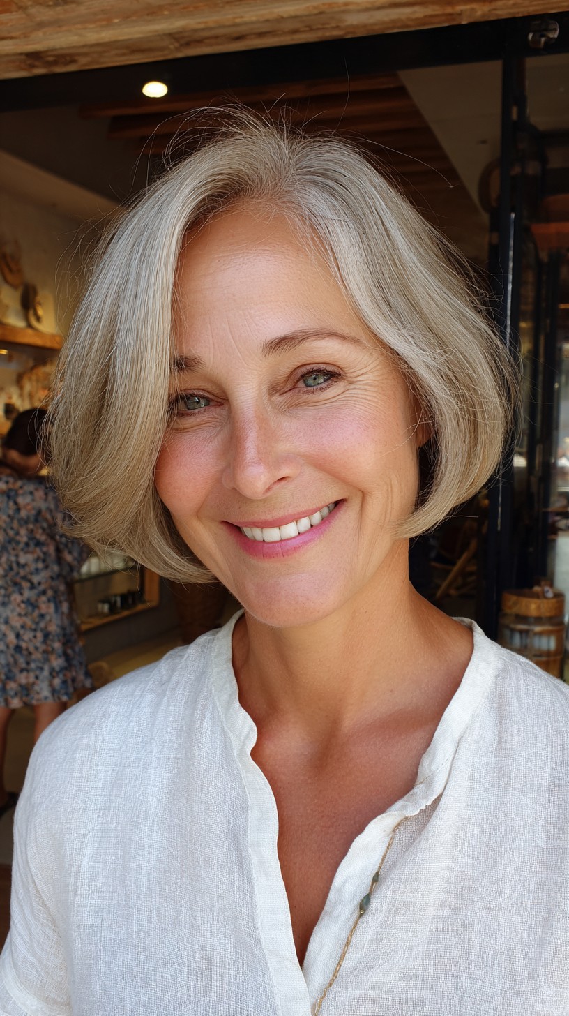 Charming Silver Soft Bob with Natural Movement