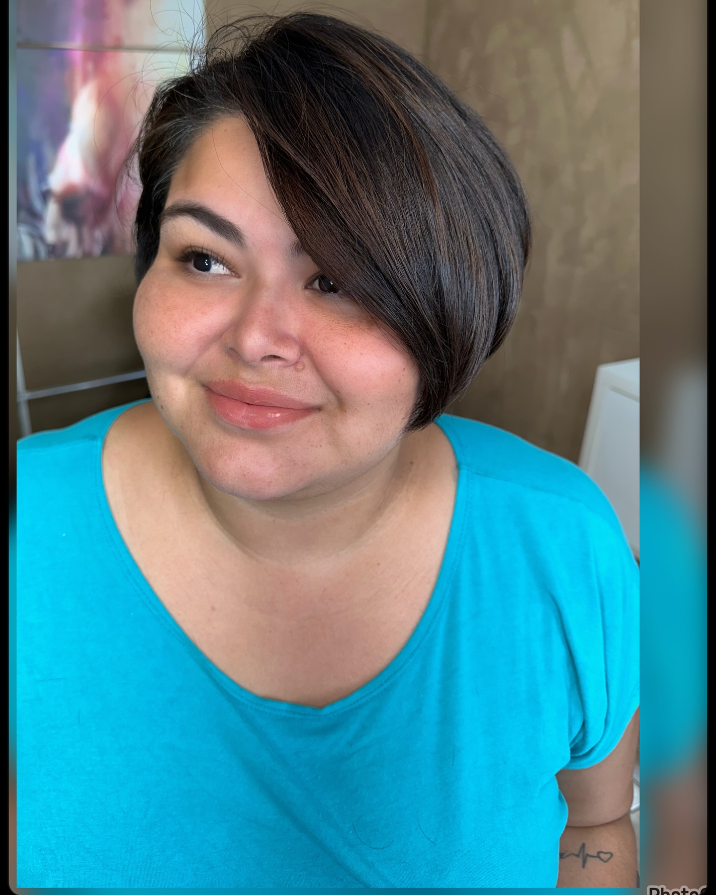 Chic Asymmetrical Brunette Bob with Side-Swept Bangs