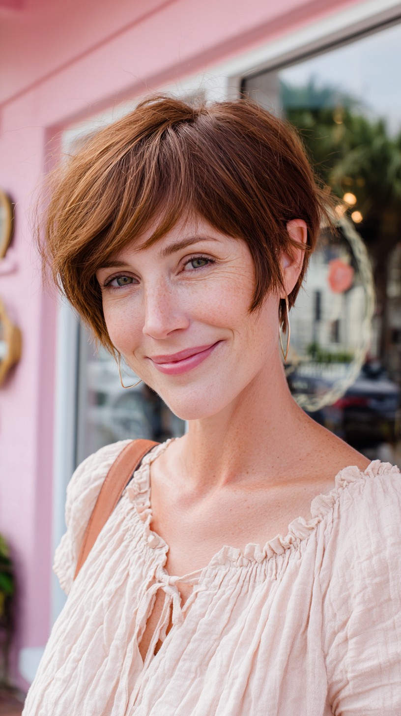 Chic Auburn Bob with Soft Feathered Layers