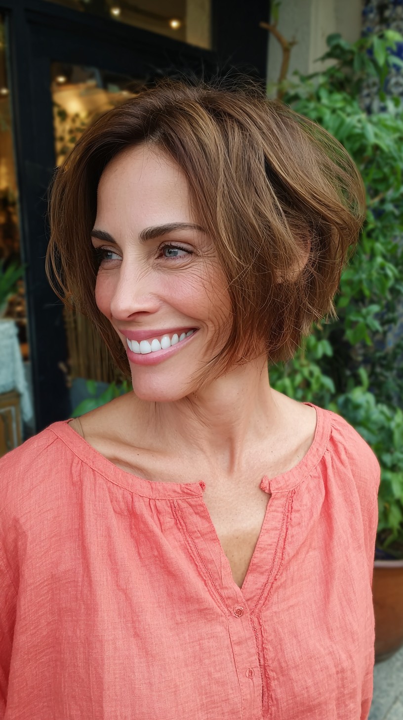 Chic Brunette Textured Bob with Soft Undercut
