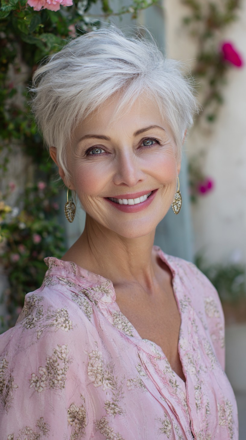 Classic Silver Textured Bob with Gentle Waves