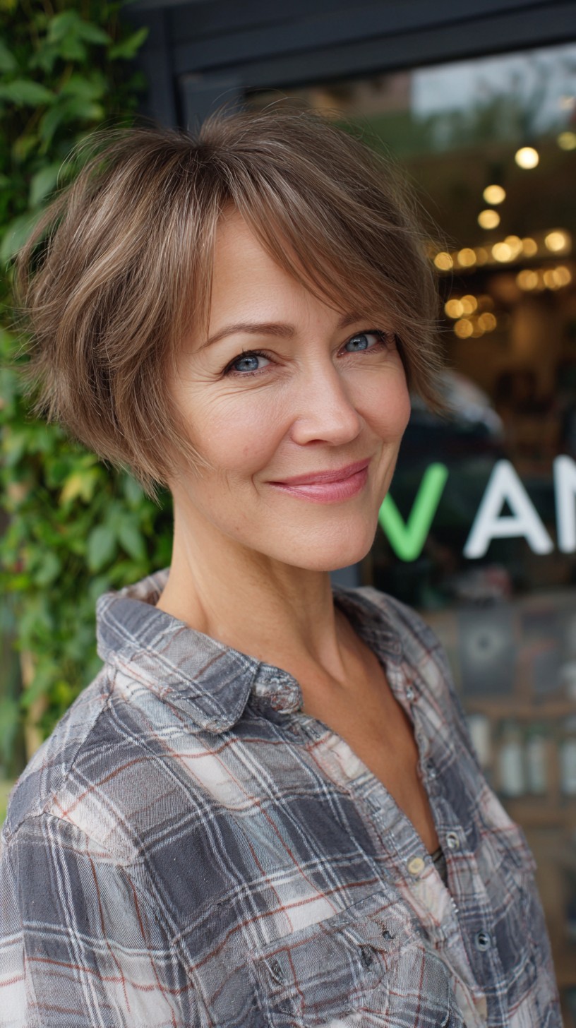 Dynamic Ash-Brown Tousled Bob