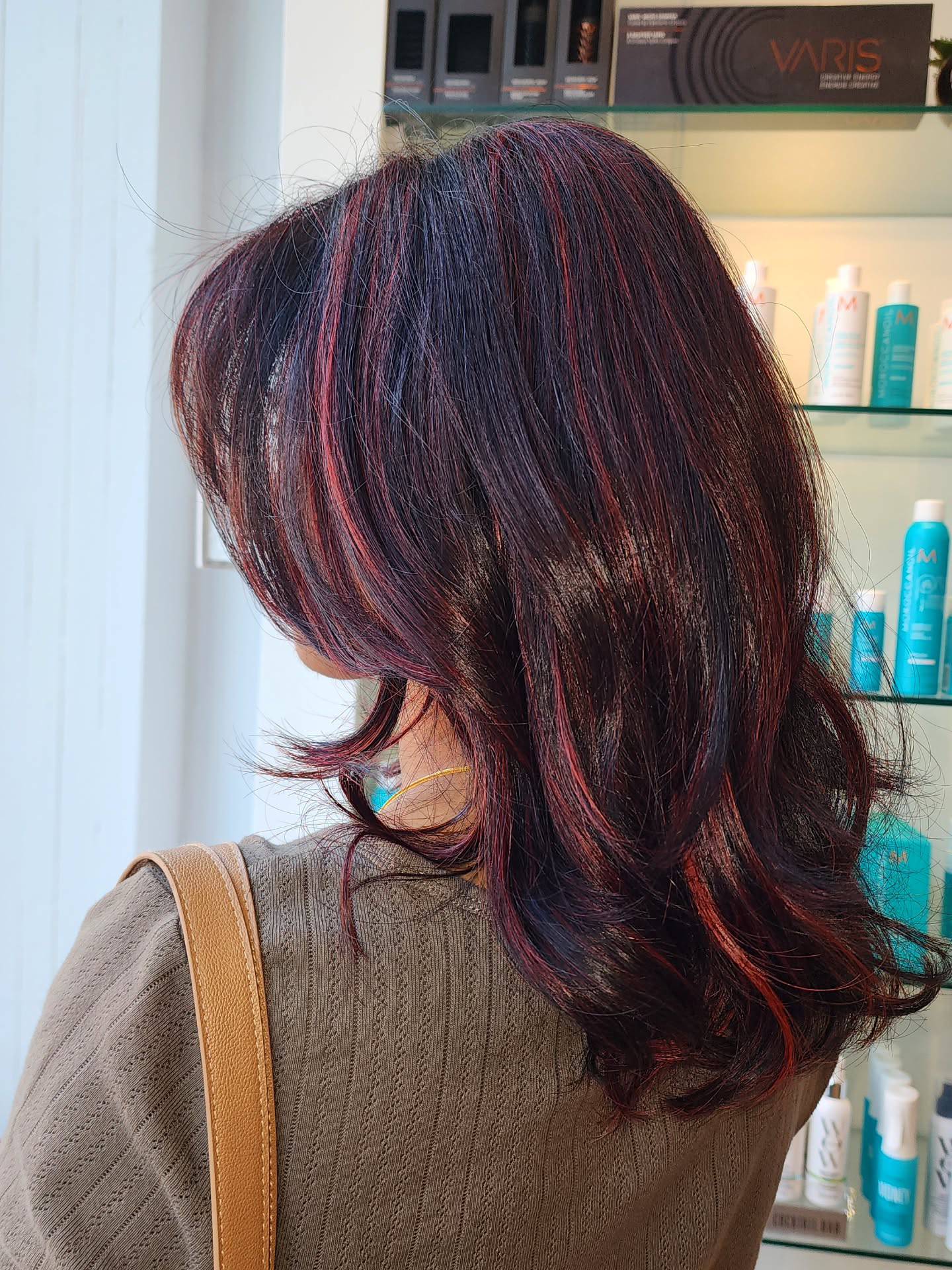 Dynamic Layered Cut with Fiery Red Highlights