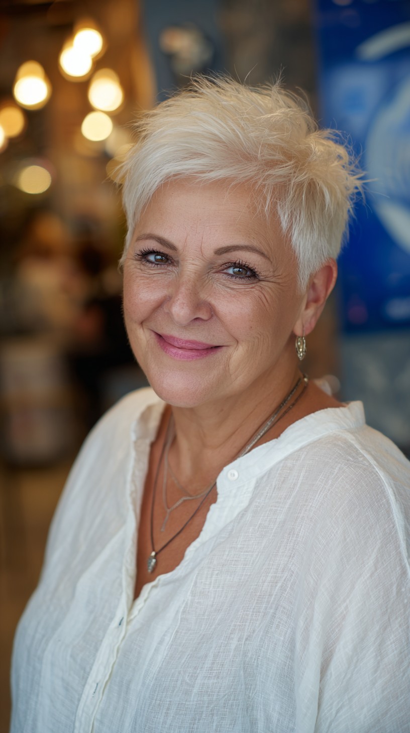 Edgy Textured Silver Pixie Cut