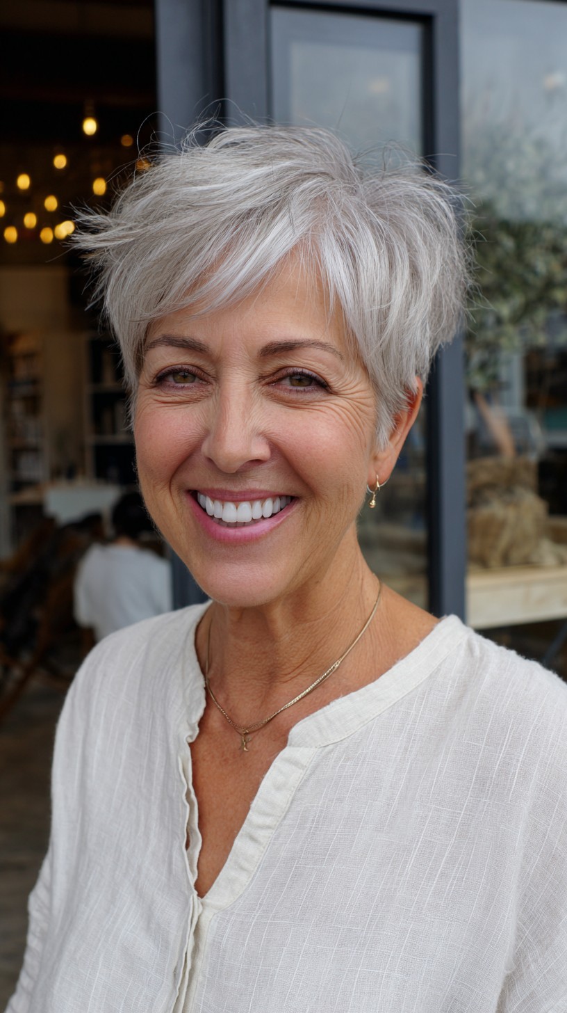Effervescent Silver Wispy Pixie with Soft Texturing